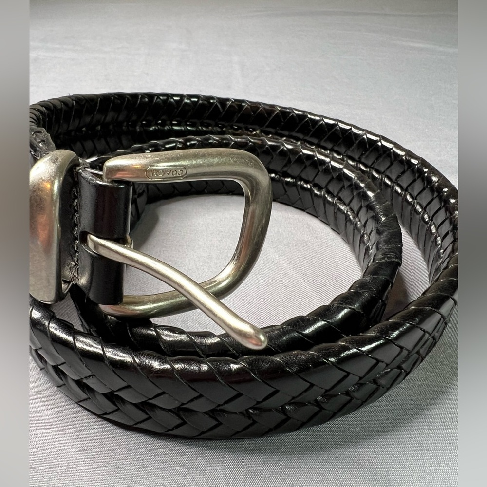 Coach Men’s Black Woven Leather Belt – Size 34 – Made in India - Picture 7 of 7